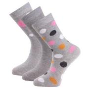 Trofe Cotton Printed Socks 3P Grau Gr 39/42 Damen