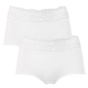 Trofe Lace Trimmed Maxi Briefs 2P Weiß Baumwolle Small Damen