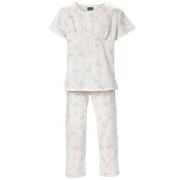 Trofe Romantic Floral Pyjama Weiß Baumwolle Small Damen