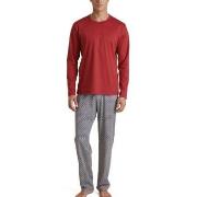 Calida Relax Streamline Long Pyjama Rot Muster Baumwolle Medium Herren