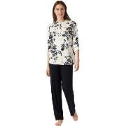 Schiesser Contemporary Nightwear Pyjama Interlock Schwarz/Weiß 38 Dame...