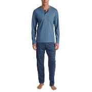 Calida Relax Imprint 2 Long Pyjama Dunkelblau Baumwolle Small Herren