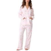 PJ Salvage Long Sleeve Flannel Pyjama Hellrosa Baumwolle Large Damen