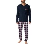 Schiesser Family Long Pyjama Blau/Rot Baumwolle 56 Herren