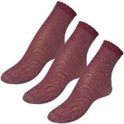 Pierre Robert 3P Glitter Socks Rot Polyamid Gr 37/40 Damen