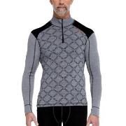 Dovre Half Zip Jacquard Baselayer Grün gemustert Wolle Small Herren