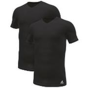 adidas 2P Active Flex Cotton 3 Stripes V-Neck T-Shirt Schwarz Baumwoll...