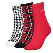 Calvin Klein 3P Demi Crew Sock Gift Box Schwarz/Rot One Size Damen