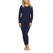 Damella Bamboo Plain Long Pyjamas Set Marine Bambus Small Damen