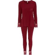 Damella Viscose Plain Pyjamas Set Weinrot Viskose Small Damen