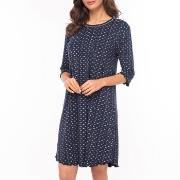 Lady Avenue Bamboo Three Quarter Sleeve Nightdress Marine gemustert Ba...