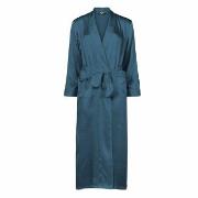 Lady Avenue Pure Silk Long Robe Petrol Seide Small Damen