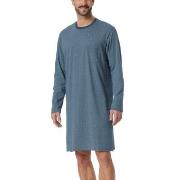 Schiesser Comfort Essential Longsleeve Sleepshirt Blau Muster Baumwoll...