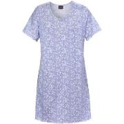 Trofe Sweet Flower Woman Dress Blau Muster Baumwolle Small Damen