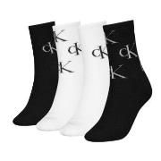 Calvin Klein 4P Women Aop Socks Gift Box Schwarz/Weiß One Size Damen