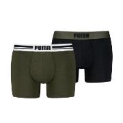 Puma 2P Everyday Placed Logo Boxer Schwarz/Grün Baumwolle Small Herren