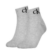 Calvin Klein 2P Women Monogram Quarter Socks Grau Gr 39/42 Damen