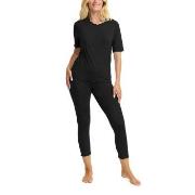 Damella Bamboo Short Sleeve Pyjamas Schwarz Bambus Small Damen