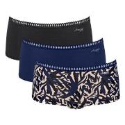 Sloggi 3P GO Crush Hipster Shorts Schwarz/Blau Baumwolle Small Damen