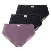 Schiesser 3P Modern Brazillian Slips Lila/Schwarz Baumwolle 38 Damen