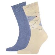 Tommy Hilfiger 2P Men Sock Check Beige/Blau Gr 39/42 Herren