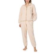 DKNY Chill In Style Zip Top Jogger Set Beige Polyester Small Damen