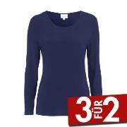 Damella Bamboo Long Sleeve Top Marine Bambus Small Damen