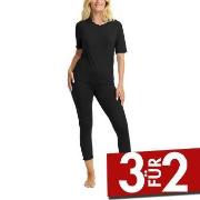 Damella Bamboo Short Sleeve Pyjamas Schwarz Bambus Small Damen