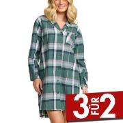 Damella Flannel Nightshirt Grün gemustert Baumwolle Small Damen