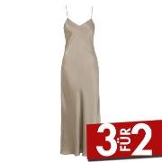 Damella Long Silk Nightdress Nougat Seide Small Damen