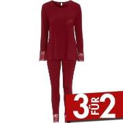 Damella Viscose Plain Pyjamas Set Weinrot Viskose Small Damen