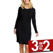 Damella Wool Long Sleeved Nightdress Schwarz Merinowolle Small Damen