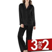 Damella Woven Silk Plain Pyjamas Set Schwarz Seide Small Damen