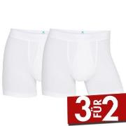 Dovre 2P Organic Cotton Boxer With Fly Weiß Ökologische Baumwolle Smal...