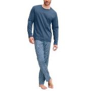Calida Relax Streamline Long Pyjama Blau Baumwolle Small Herren
