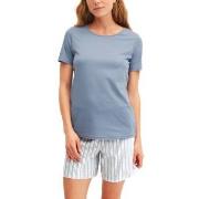 Calida Striped Dreams Short Pyjama Blau Baumwolle Small Damen