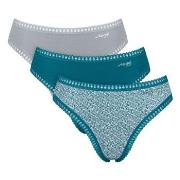 Sloggi 3P GO Crush High Leg Briefs Türkis Muster Baumwolle Small Damen