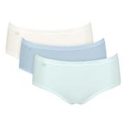 Sloggi 3P Basic Plus Midi Colored Weiß/Hellblau Baumwolle 38 Damen