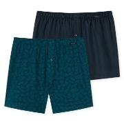 Schiesser 2P Leg Flattering Boxer Shorts Blau Muster Baumwolle Small H...