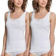 Schiesser 2P Essentials Cotton Strap Tops Embroidery Weiß Baumwolle 38...