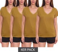 4er Pack HECHTER PARIS Damen T-Shirt Basic-Shirt mit V-Ausschnitt Kurz...