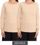 2er Sparpack DELMAO Striped Interlock Damen Langarm-Shirt gestreiftes ...