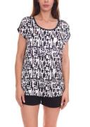 Tamaris Damen T-Shirt stylisches Sommer-Shirt mit Allover-Druck 740563...