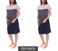 2er Pack neun 9 Monate Damen Umstands-Kleid asymetrisches Schwangersch...