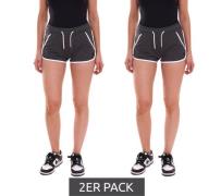 2er Sparpack OCEAN SPORTSWEAR Damen Sweat-Shorts kurze Hose mit seitli...