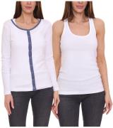 AjC Set aus Damen Sweat-Shirt mit Knopfleiste und schlichtem Tank-Top ...