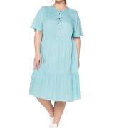 sheego Damen Tunika-Kleid nachhaltiges Freizeit-Kleid mit Teilungsnäht...