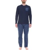 LIVERGY Herren Pyjama-Set 2-teilig Schlafanzug mit Blätter Allover-Pri...