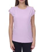 melrose Damen T-Shirt Baumwoll-Shirt mit Herz-Knöpfen Kurzarm 28227213...