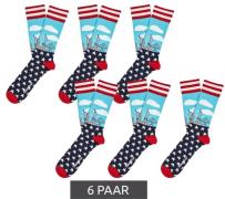 6 Paar Moustard New York City Herren Baumwoll-Socken mit Allover-Print...